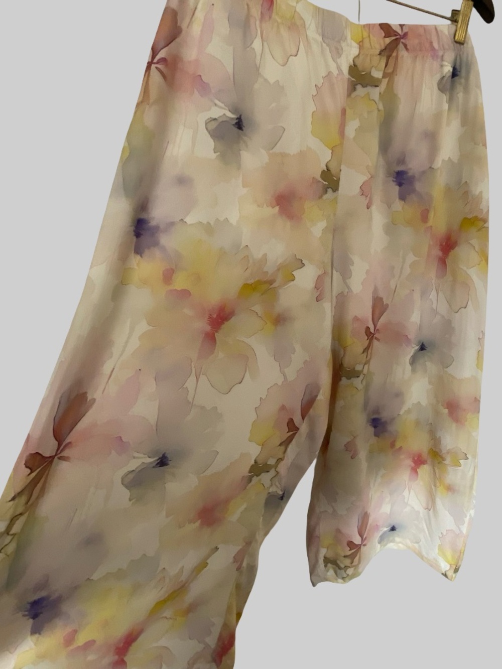Joe Fresh Pull On Crop Wide Leg Floral Water-colour Beach Lounge Sleep Pants-2X